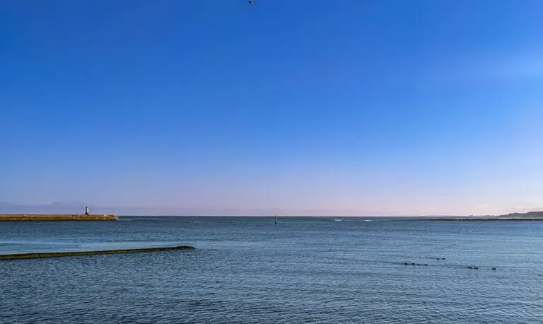 Berwick, Northumberland coast, with Berwick lighthouse.